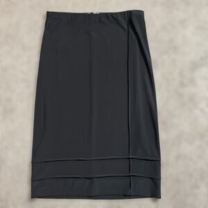Sympli Skirt 10 Womens Black Midi Pull On Jersey Stretch Canada Chic Work Casual